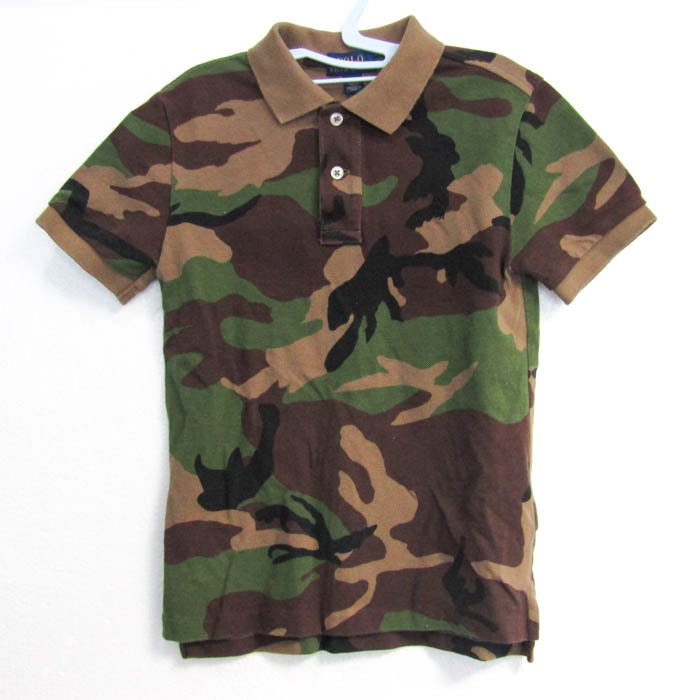 ポロラルフローレン ポロシャツ 半袖 コットン 迷彩柄 ブランド トップス キッズ 男の子用 6サイズ 茶系×緑系 POLO RALPH LAUREN拍卖