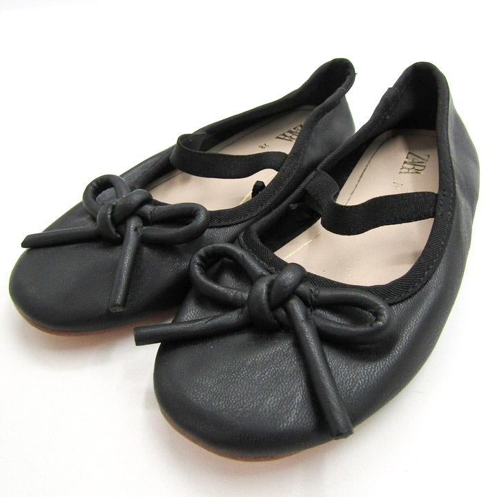 ザラ バレエシューズ サブリナシューズ メリージェーン フォーマル 靴 黒 キッズ 女の子用 28サイズ ブラック ZARA拍卖