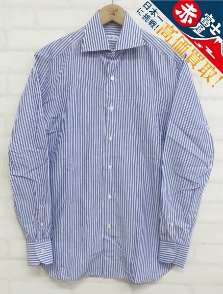 9T3026/Errico Formicola 長袖カッタウェイストライプシャツ エリコフォルミコラ拍卖