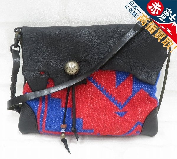 1B7179/ITUAIS レザー×ブランケット ショルダーバッグ イトゥアイス サコッシュ拍卖