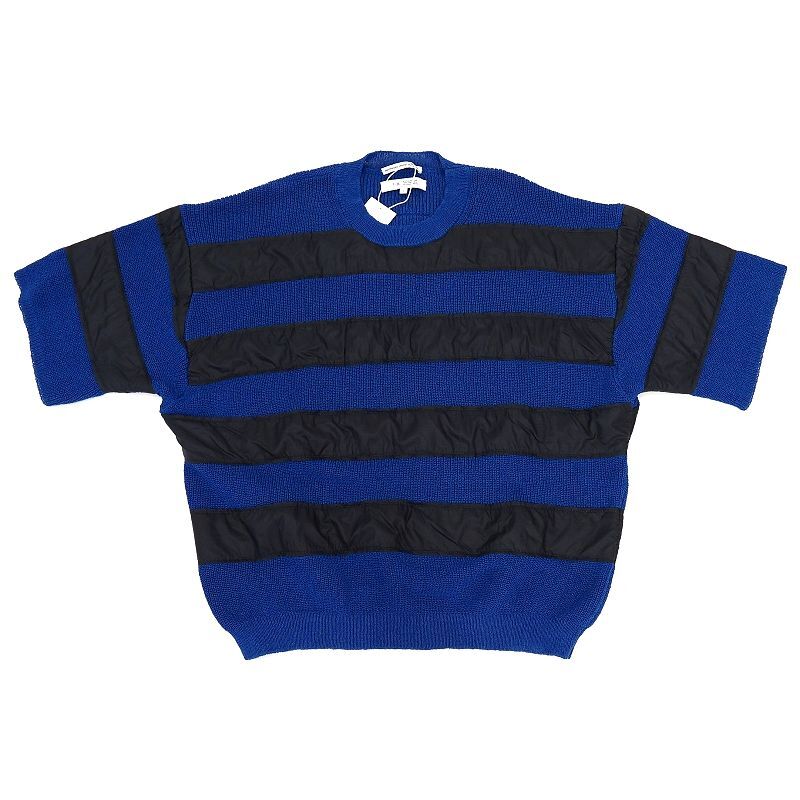 E06474 超美品 F/CE. / S/S ニット シャツ 【サイズ:L】 ブルー/チャコール ボーダー エフシーイー メンズ拍卖