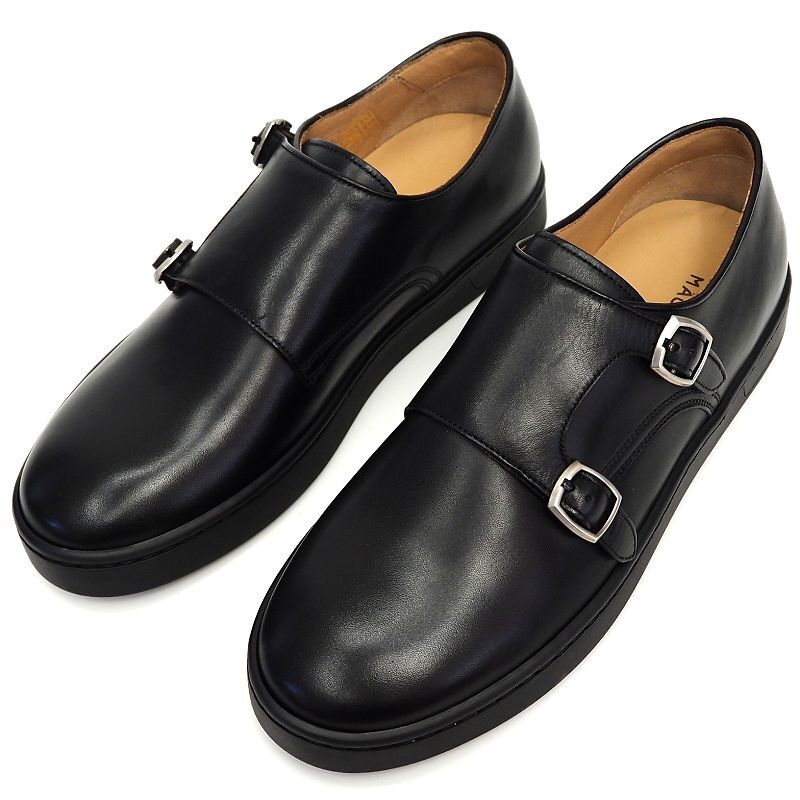 F0609S 新品 MAGNANNI/ダブルモンクストラップ レザースニーカー 【サイズ:38】 ブラック マグナーニ マグナーニ メンズ拍卖
