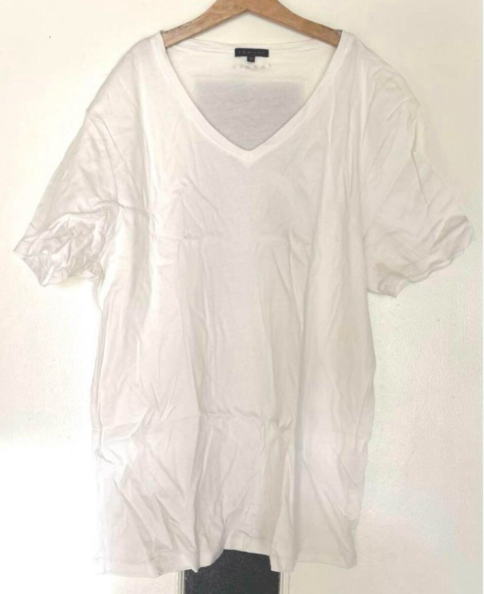 ≪3Lサイズ≫【送料込み900円】セオリー ホワイト Vネック 半袖Tシャツ拍卖
