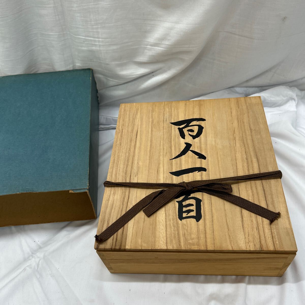 710★70619-③ 百人一首 木箱 木製 読み札 美品 昭和レトロ 長期保管品 拍卖