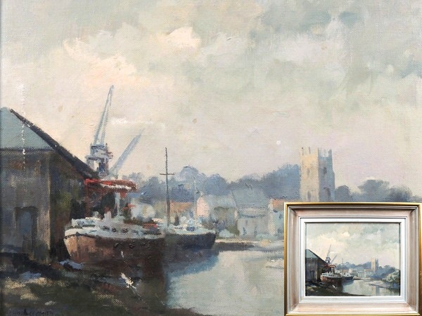 真作/チャールズ・スミス/「アイズルワース」/油彩/8号/額装品/直筆サイン入り/共シール付/イギリス ロンドン 風景画/油絵/作家物/美術品拍卖