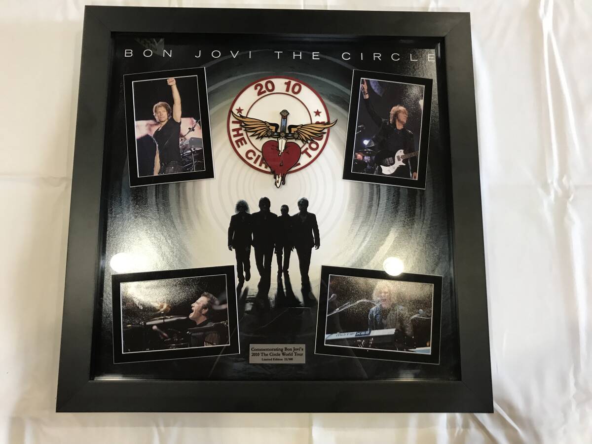 ☆★☆2010 BONJOVI ボンジョビ 「THE CIRCLE WORLD TOUR」世界500限定記念額 58X58cm 約2.8kg 送料無料拍卖