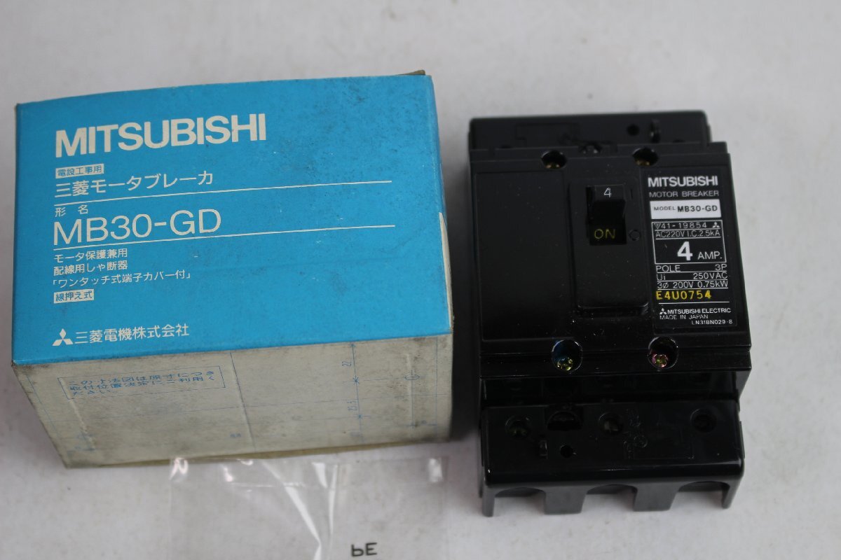 新品 未使用 未開封品 三菱 MITUBISHI モーターブレーカ MB30-GD 3P 4A ブレーカ拍卖