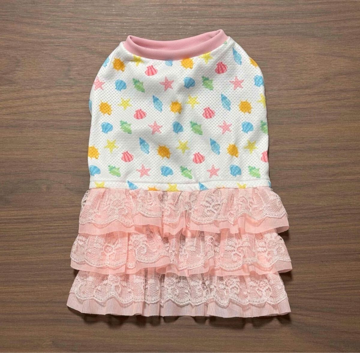 接触冷感 シェル フリルワンピース Sサイズ 夏服 ハンドメイド拍卖