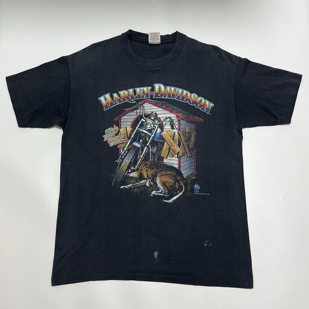 80's HARLEY DAVIDSON ハーレーダビッドソン USA製 アメリカ製 ハーレー ビンテージTシャツ 黒 ブラック L 希少 シングルステッチ HTK6813拍卖