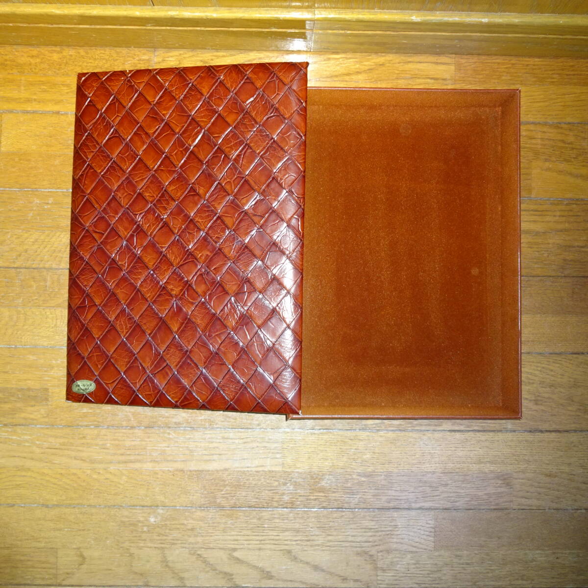 フローレンス文箱 合皮革 亀甲柄 レターボックス 茶色 中古拍卖