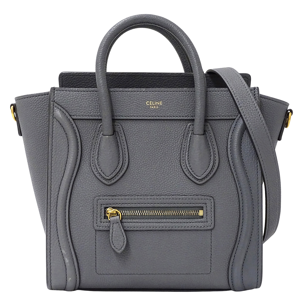 セリーヌ CELINE バッグ レディース ブランド ハンドバッグ ショルダーバッグ 2way ラゲージ ナノショッパー レザー ブルーグレー拍卖