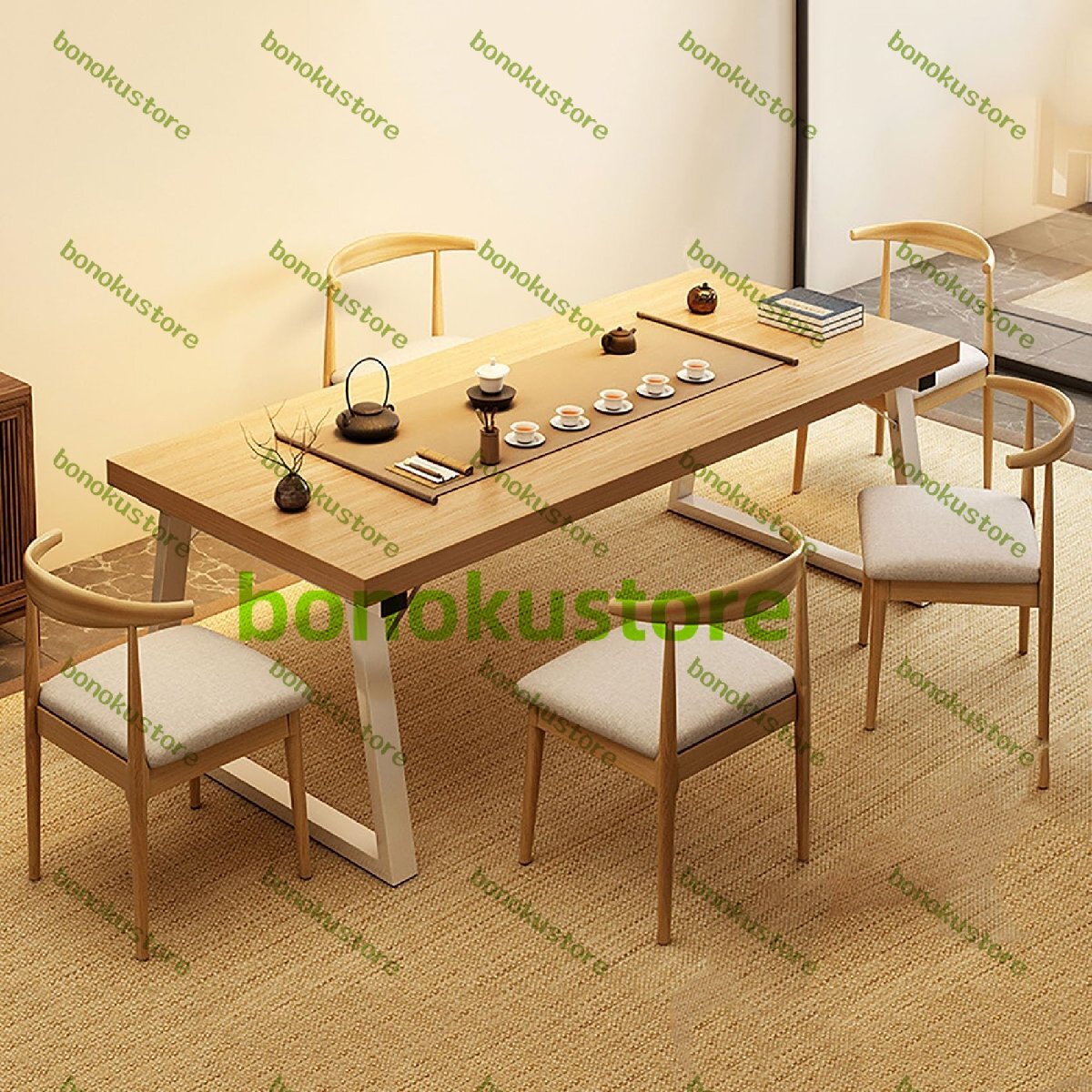 ダイニングテーブルセット 食卓テーブル テーブルセット 6点セット 組み立てが必要です テーブル1台、椅子5脚【140X60X75CM】拍卖