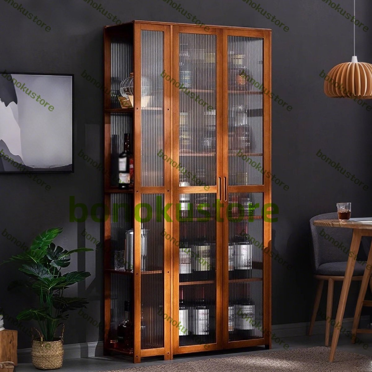 ワインラック ウイスキー 棚 強力な耐荷重 ワインキャビネット 大容量 酒棚 ディスプレイ コーナーワインキャビネット (茶色,長虹ガラス)拍卖