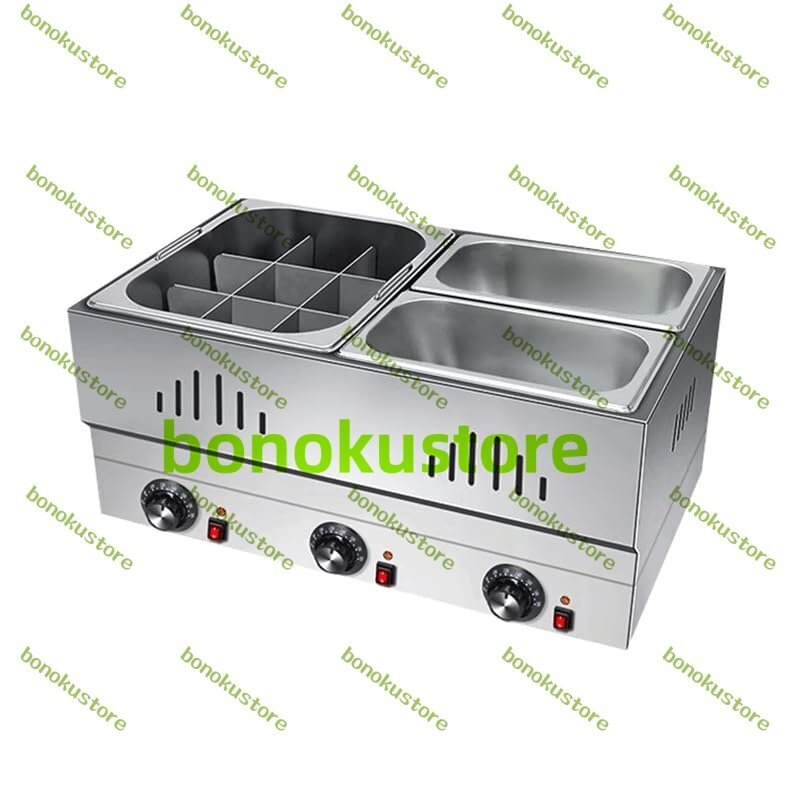 おでん鍋 電気おでん鍋 業務用デスクトップおでん機50-250℃温度調節可能 自動保温機能 (ダブルタンク(9グリッド+ダブルスーププール))拍卖