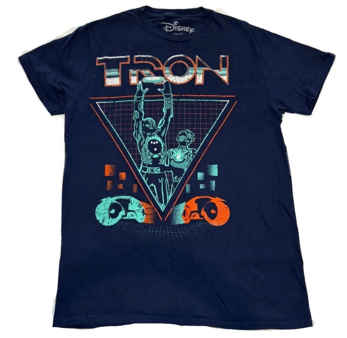 【古着】 Disney ディズニー TRON トロン オリジナル ムービーTシャツ メンズM ネイビー プリント 半袖Tシャツ拍卖