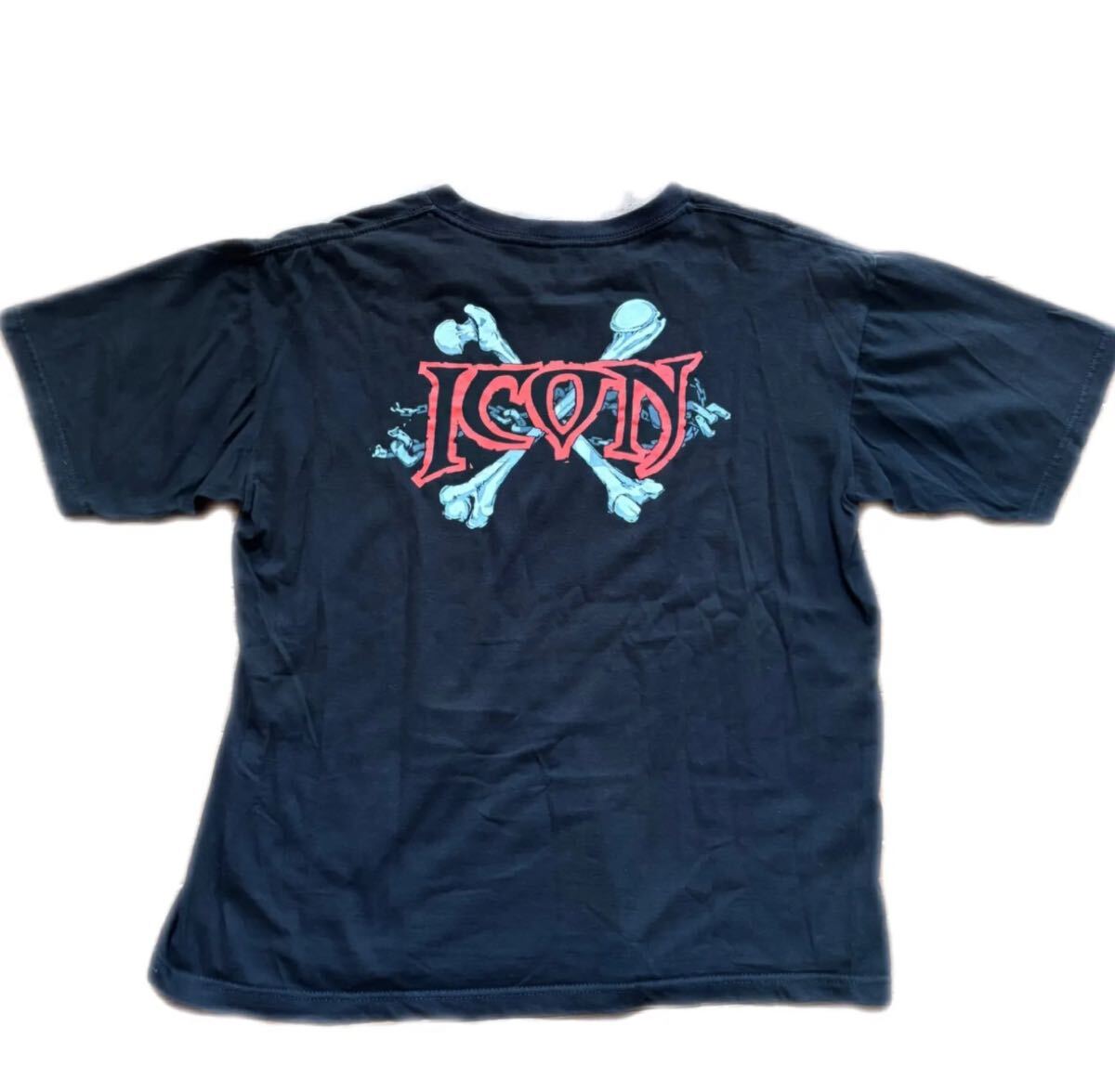 icon アイコン スカル クロスボーン Tシャツ ブラック MADE IN USA バイカー モーターサイクル アメリカ製 古着 M 半袖拍卖
