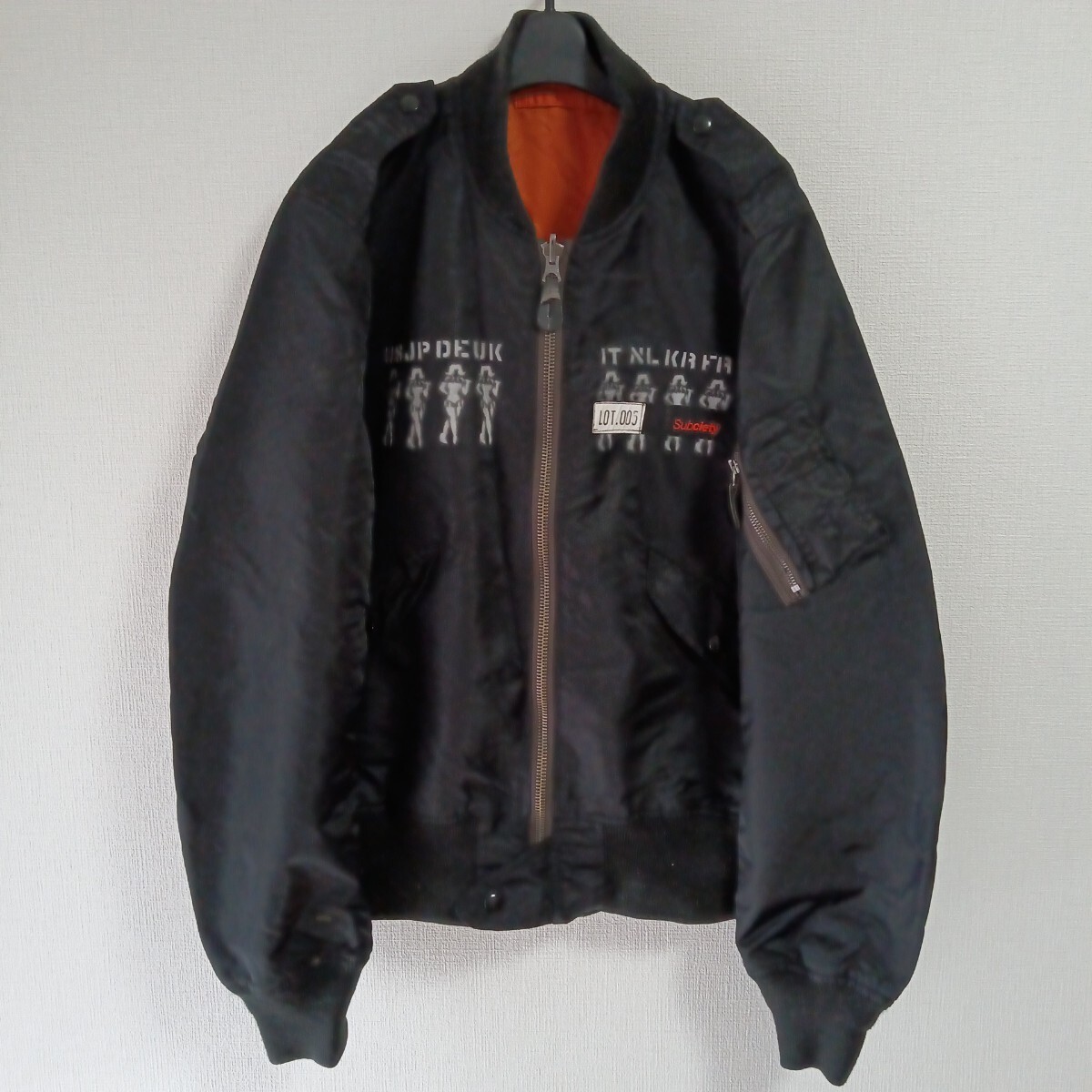 Subciety MA-1ジャケット ブラック XL メンズ フライトジャケット ブルゾン ナイロン 羽織 ファスナー開 ジップ カジュアル 軍 ミリタリー拍卖