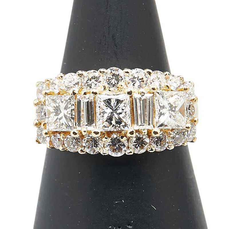 K18YG イエローゴールド ダイヤ1.21 ダイヤ1.12 リング 指輪 レディース 8号 中古拍卖