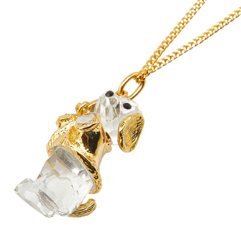 スワロフスキー ドッグ 犬 わんちゃん モチーフ ネックレス ゴールド メッキ レディース SWAROVSKI 【中古】拍卖