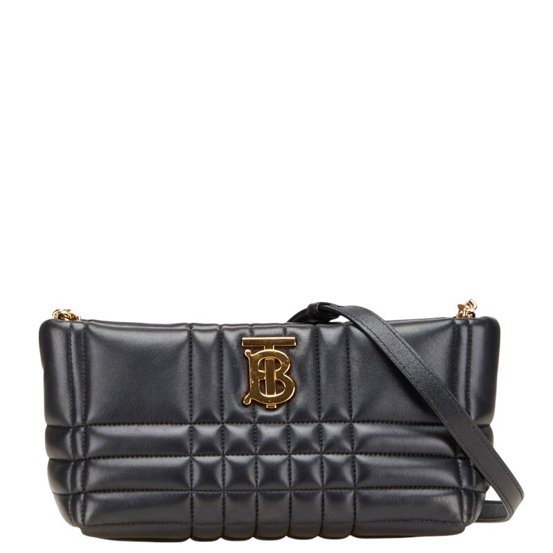 バーバリー TBロゴ チェーン ショルダーバッグ ブラック レザー レディース BURBERRY 【中古】拍卖