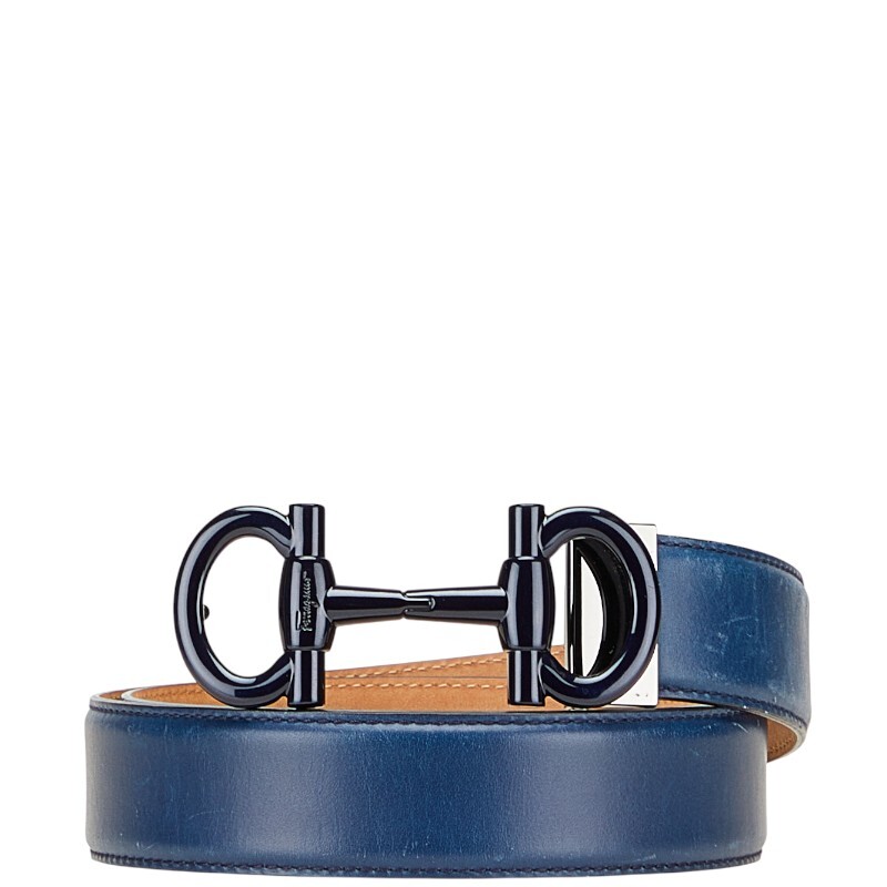 サルヴァトーレフェラガモ LIMITED EDITION ガンチーニ ベルト ブルー レザー メンズ Salvatore Ferragamo 【中古】拍卖