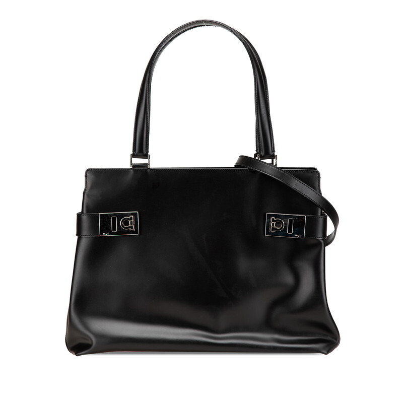 サルヴァトーレフェラガモ ガンチーニ ハンドバッグ ショルダーバッグ 2WAY DY-21 0166 ブラック レザー Salvatore Ferragamo 【中古】拍卖