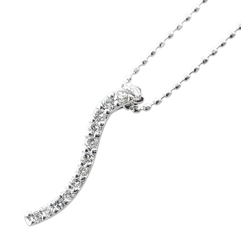 K18WG ホワイトゴールド ダイヤ0.16ct ペンダントネックレス レディース 中古拍卖