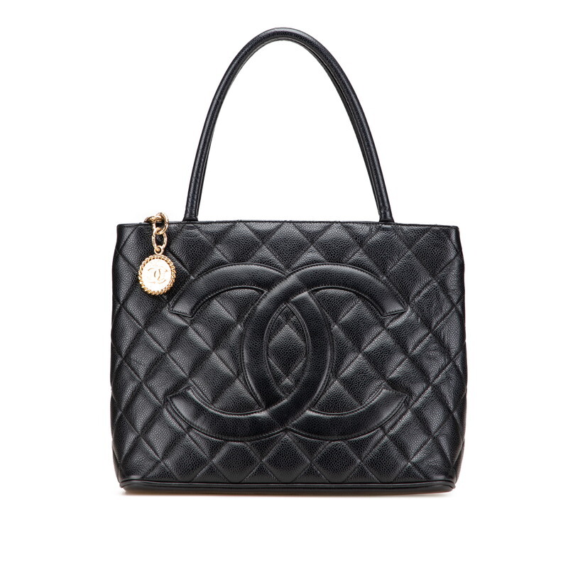 シャネル ココマーク マトラッセ 復刻トート トートバッグ ブラック キャビアスキン レディース CHANEL 【中古】拍卖