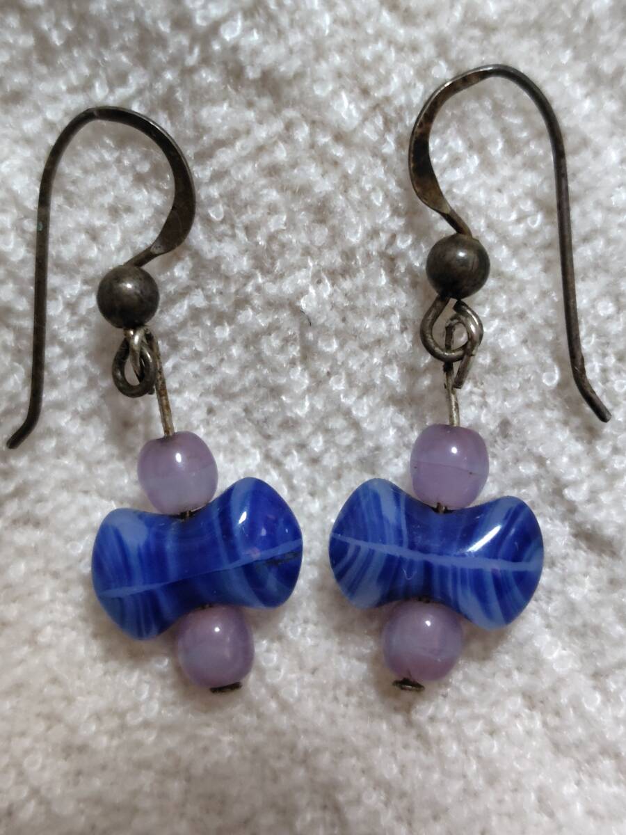 57*【中古美品】*02-06 米国購入 アンティーク ガラスビーズピアス 送料無料 拍卖