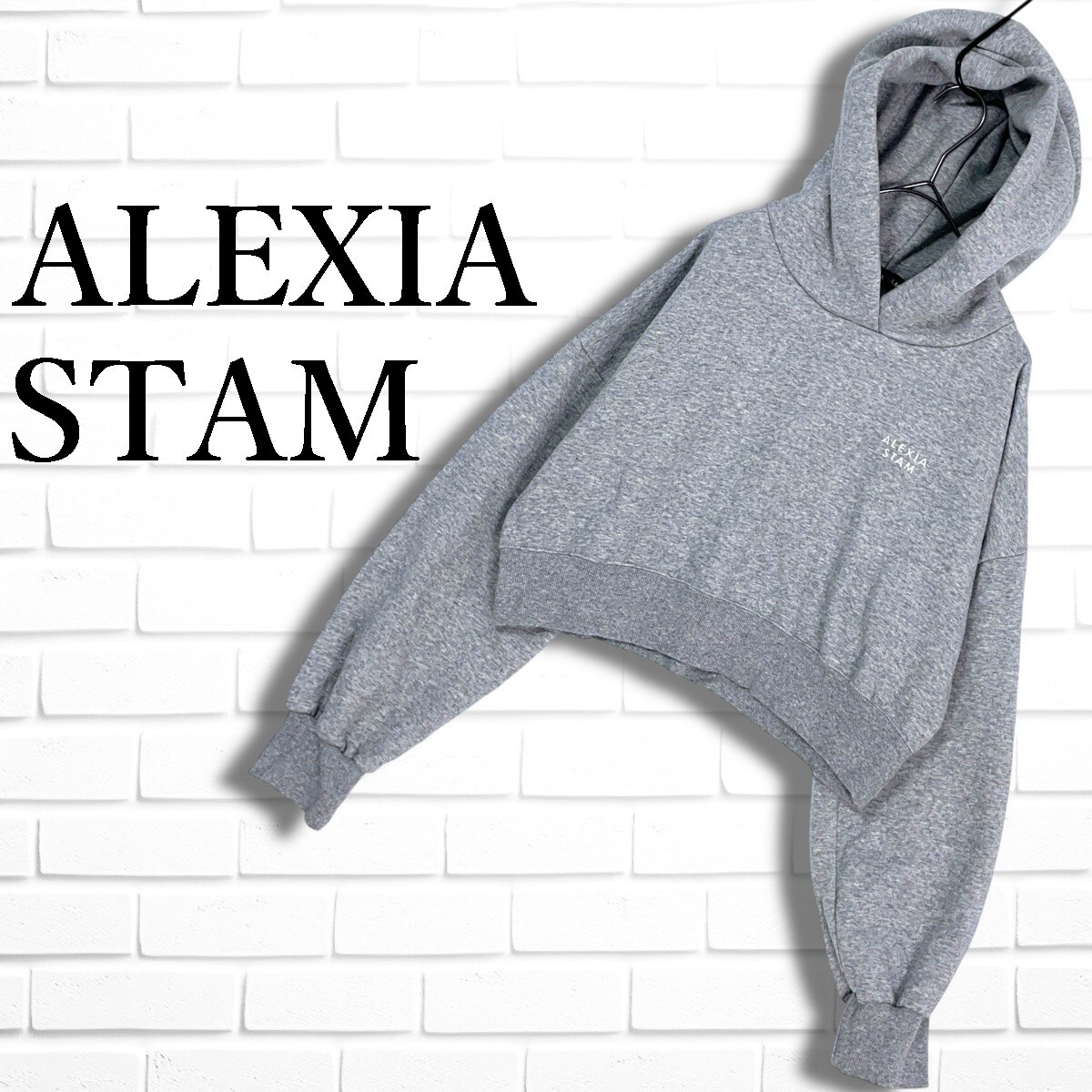 美品◆ ALEXIA STAM アリシアスタン ロゴ 刺繍 ゆったり 裏起毛 プルオーバー スウェット パーカー グレー レディース S 送料無料 3705F◇拍卖