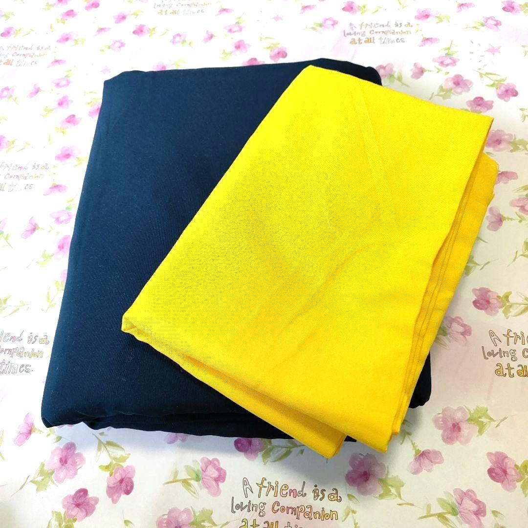 新品未使用 クイーンサイズシーツ+枕カバー 2枚セット ネイビーとイエロー拍卖