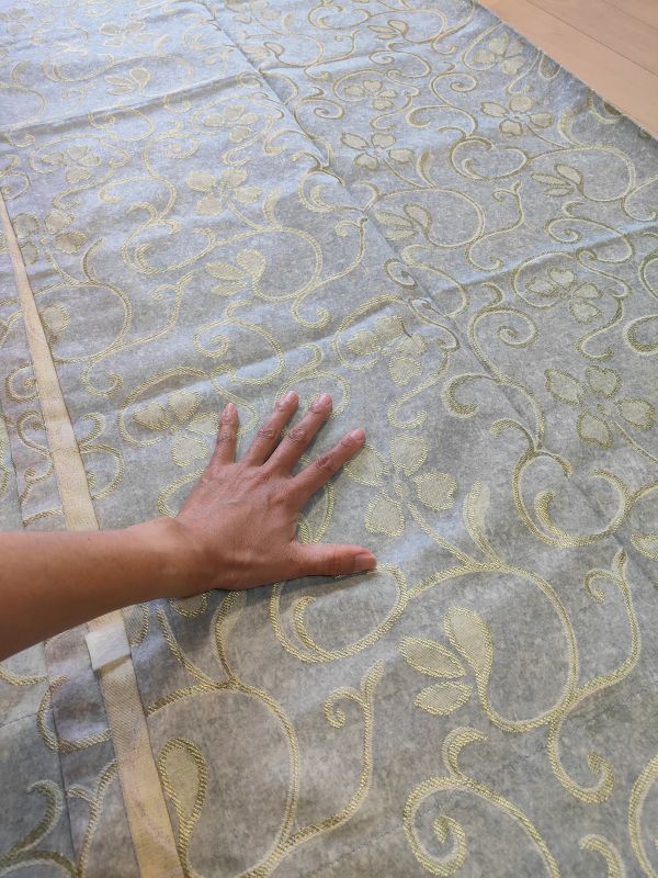 カーテン3枚セット (掃き出し窓用×2、窓用×1)四葉のクローバー アラベスク風拍卖