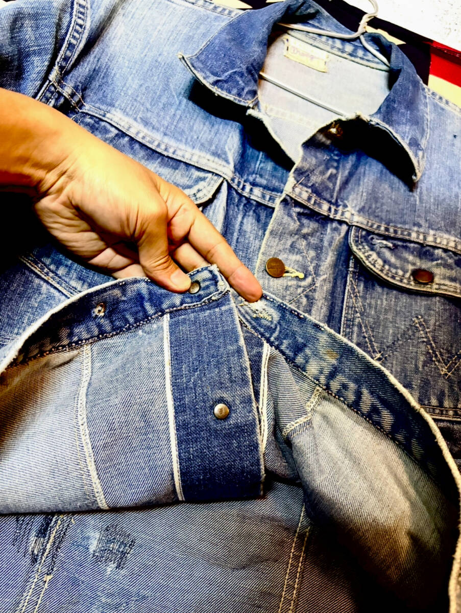 Wrangler 124MJオールイエローステッチ スペシャルな青耳付き60's70's506XX507XX557XXヴィンテージデニムWrangler1st111MJビッグE好きにも拍卖