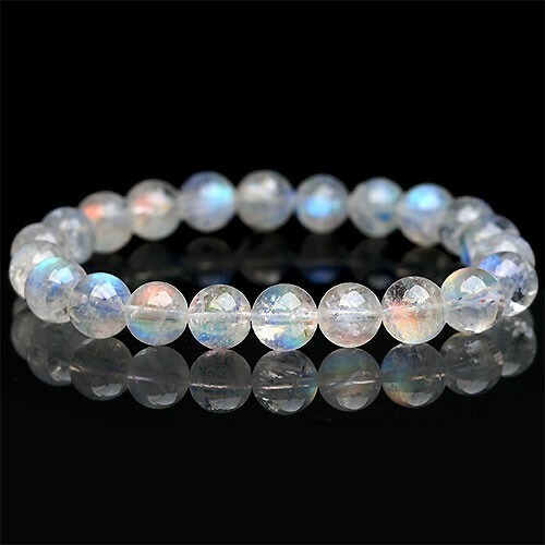 【希少石】入手困難レインボームーンストーンブレスレット約8.5mm拍卖