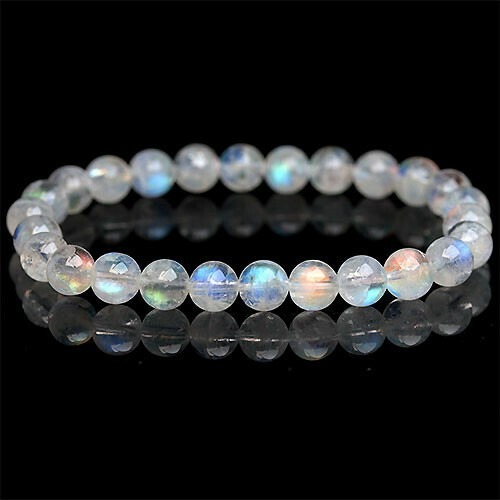 【希少石】入手困難レインボームーンストーンブレスレット約7mm拍卖