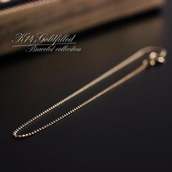 【14KGF】長喜平チェーンブレスレット 細身デザイン 18cm拍卖