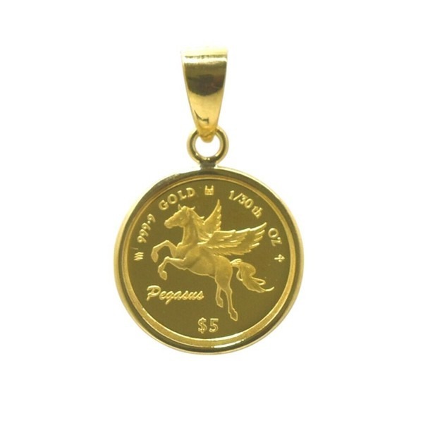 【24金×18金】純金ペガサスコインペンダント 1/30oz K24 K18拍卖