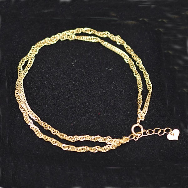 【18金】2連スクリューチェーンブレスレット アジャスター付拍卖