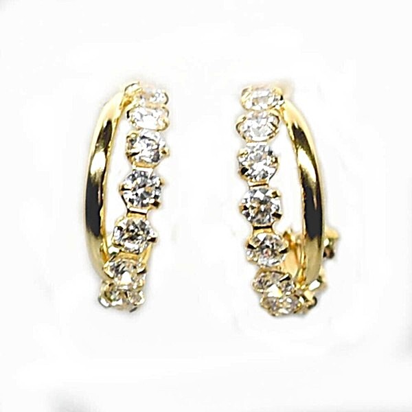 【18金】クロッシングピアス 日本製 10石 K18 ジルコニアキュービック拍卖