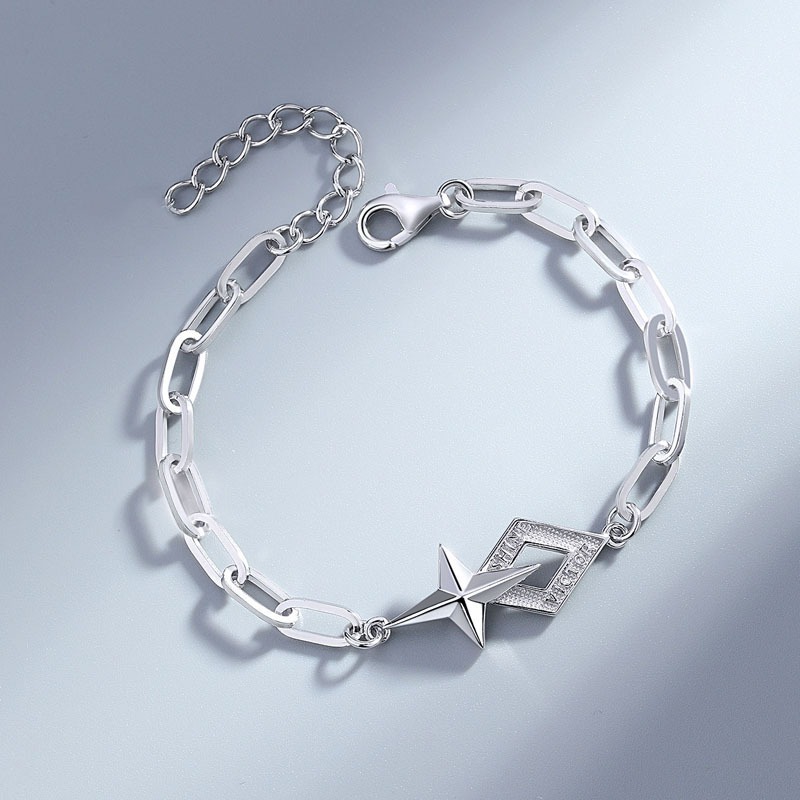 【ブレスレット】男女兼用星モチーフチェーン チタン素材拍卖