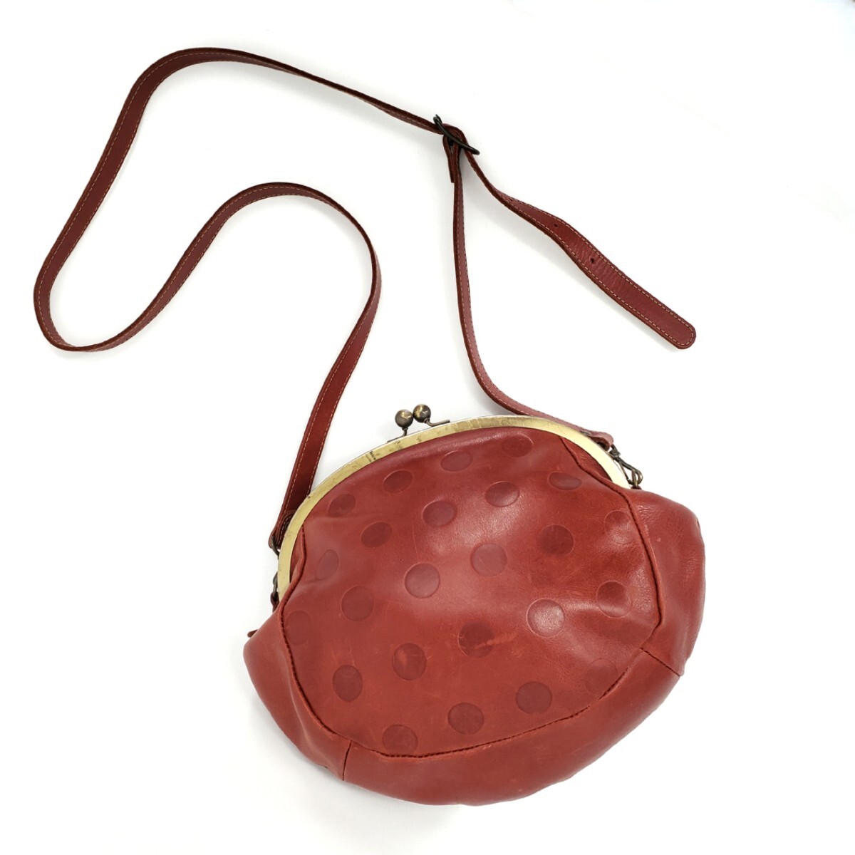 /*b 【主役バッグ】 浅草革小物 Kanmi カンミ 牛革 レザー 水玉模様 キャンディ がま口 ショルダー クロスボディ バッグ 斜めがけ カバン拍卖