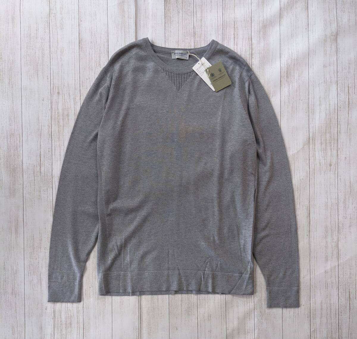 JOHN SMEDLEY/ジョンスメドレー/martiniqueカラー/新品/30G/YOUNG TEXTURED PULLOVER CN LS/V字ガゼット/クルーネックニットセーター拍卖