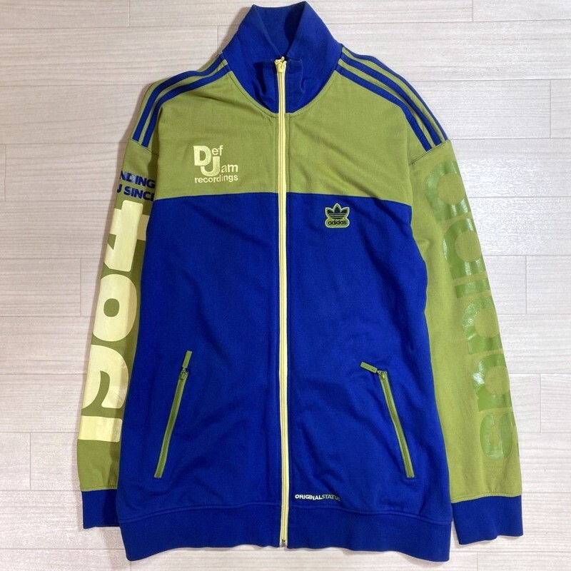 adidas×def jam recordings/アディダス×デフジャム/Track Jacket/トラックジャケット/胸ロゴ刺繍/アームプリント/3ストライプ/サイズO拍卖