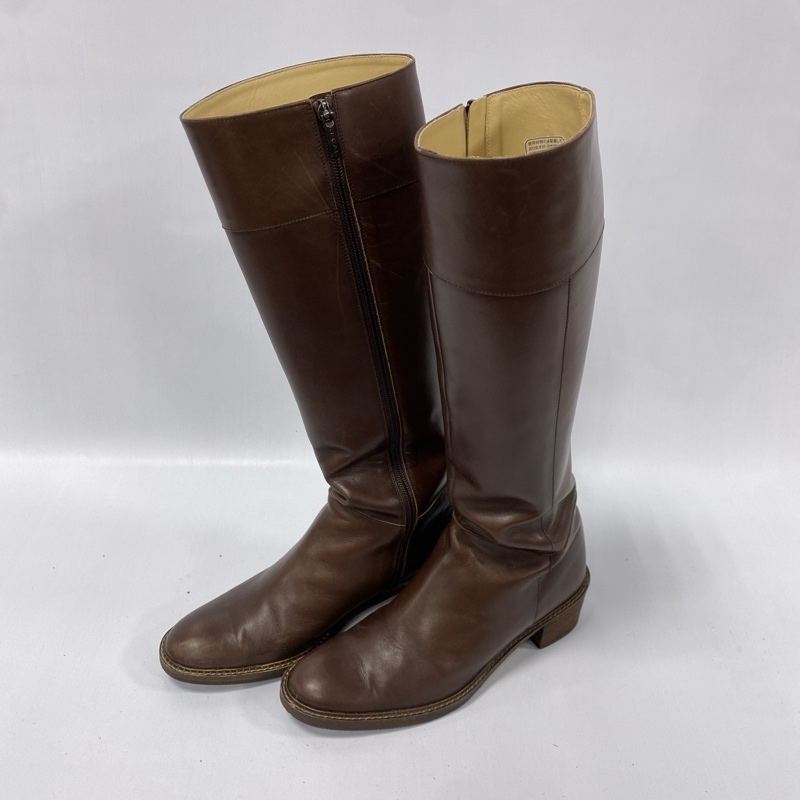 REGAL/リーガル/サイドジップ レザーロングブーツ/PN6G/プレーントゥ/チャンキーヒール/日本製/23 1/2/本革/リアルレザー拍卖