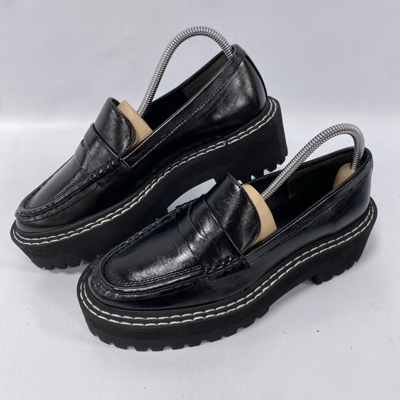 EVOL/イーボル/ダブルステッチ 厚底ローファー/IV5159/ボリュームソール/ブラック/コインローファー/ペニーローファー/プラットフォーム拍卖