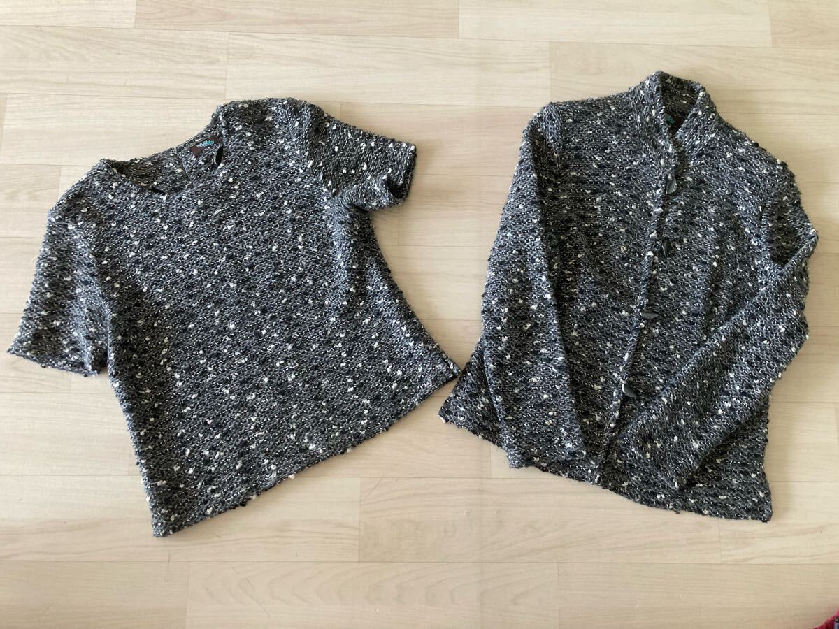 maggy テクスチャー長袖 半袖ニットアンサンブル Mジャケット カーディガン拍卖