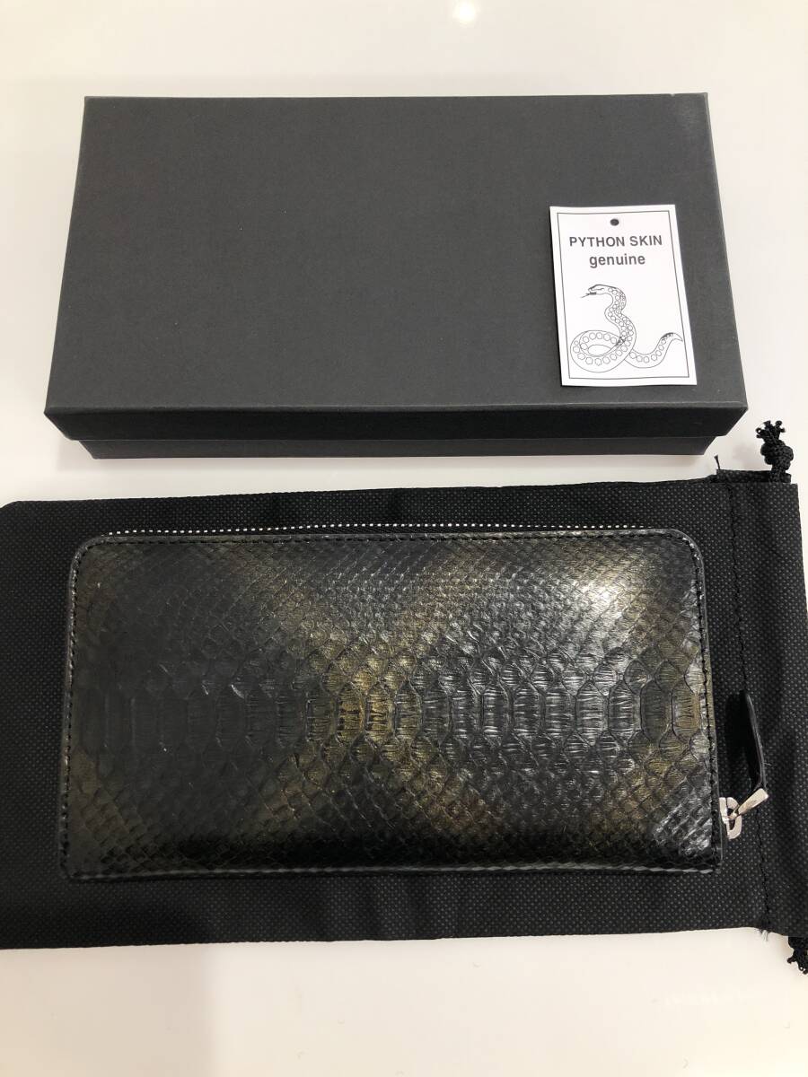 HB4099  パイソン 長財布 ラウンドファスナータイプ ヘビ革 レザー 小銭入れ拍卖