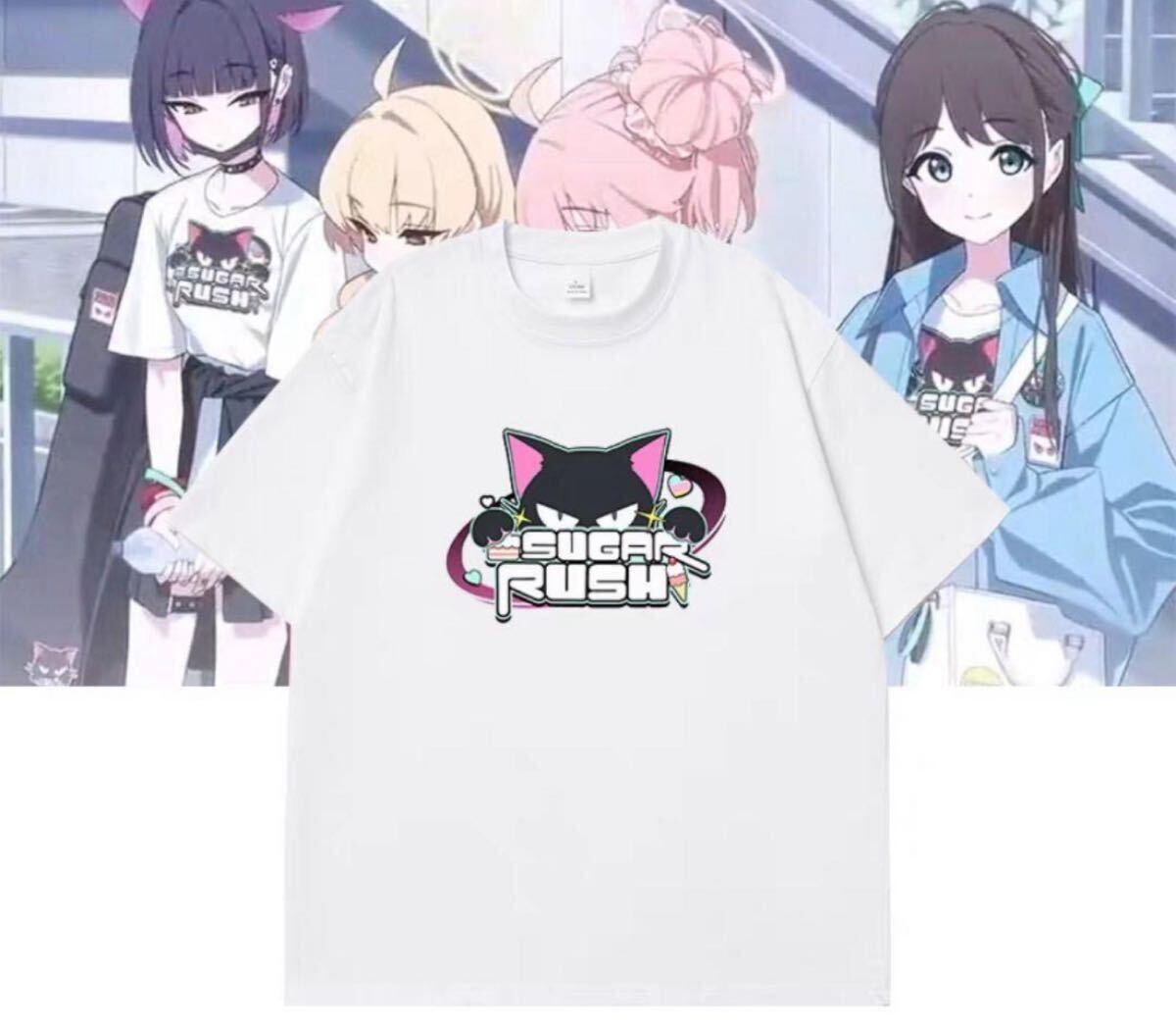 海外サーバー圏限定 ブルーアーカイブ SUGAR RUSH ヘビーウェイトTシャツ Lサイズ ■ コスプレ カズサ ブルアカ グッズ拍卖
