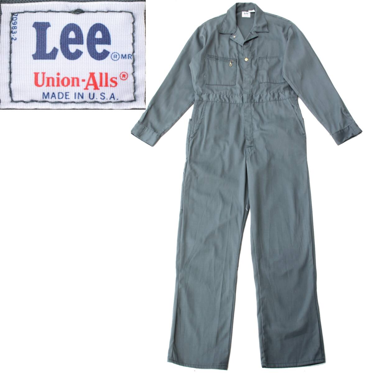 (51717)美品70s Leeリー010-1130MADE IN USAオールインワン40 (アメリカ ユニオンオール長袖ツナギつなぎ灰グレー ヴィンテージ70年代)拍卖