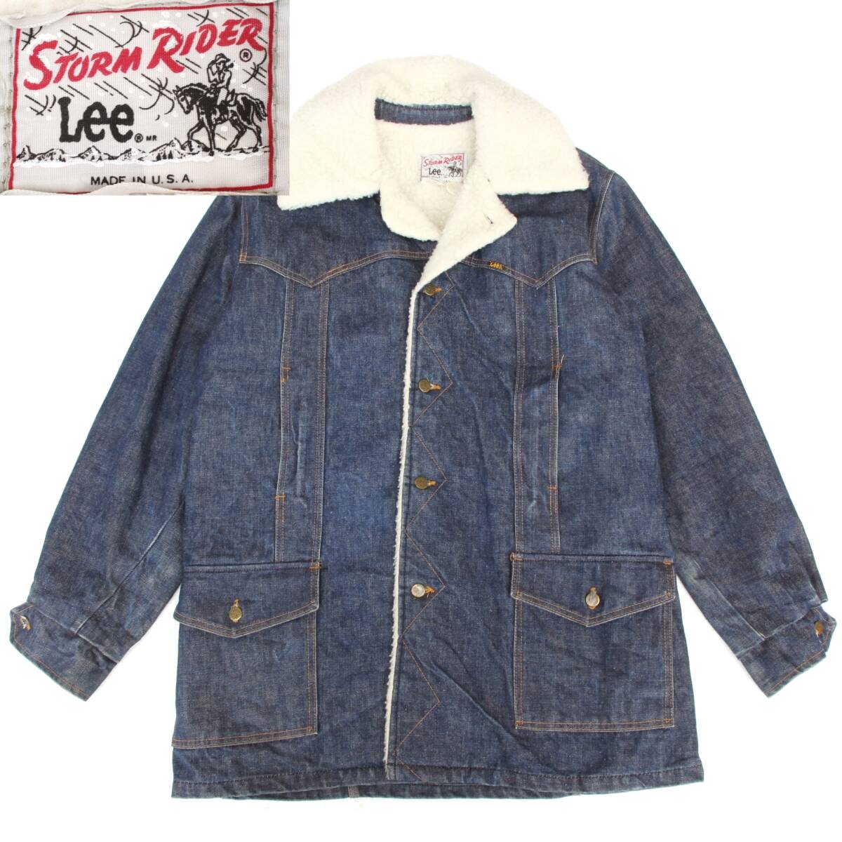 (51618)美品70s LeeリーSTORMRIDERストームライダー ボア ランチコートL-XL(ランチジャケットMADE IN USA米国70年代アメリカ ヴィンテージ)拍卖